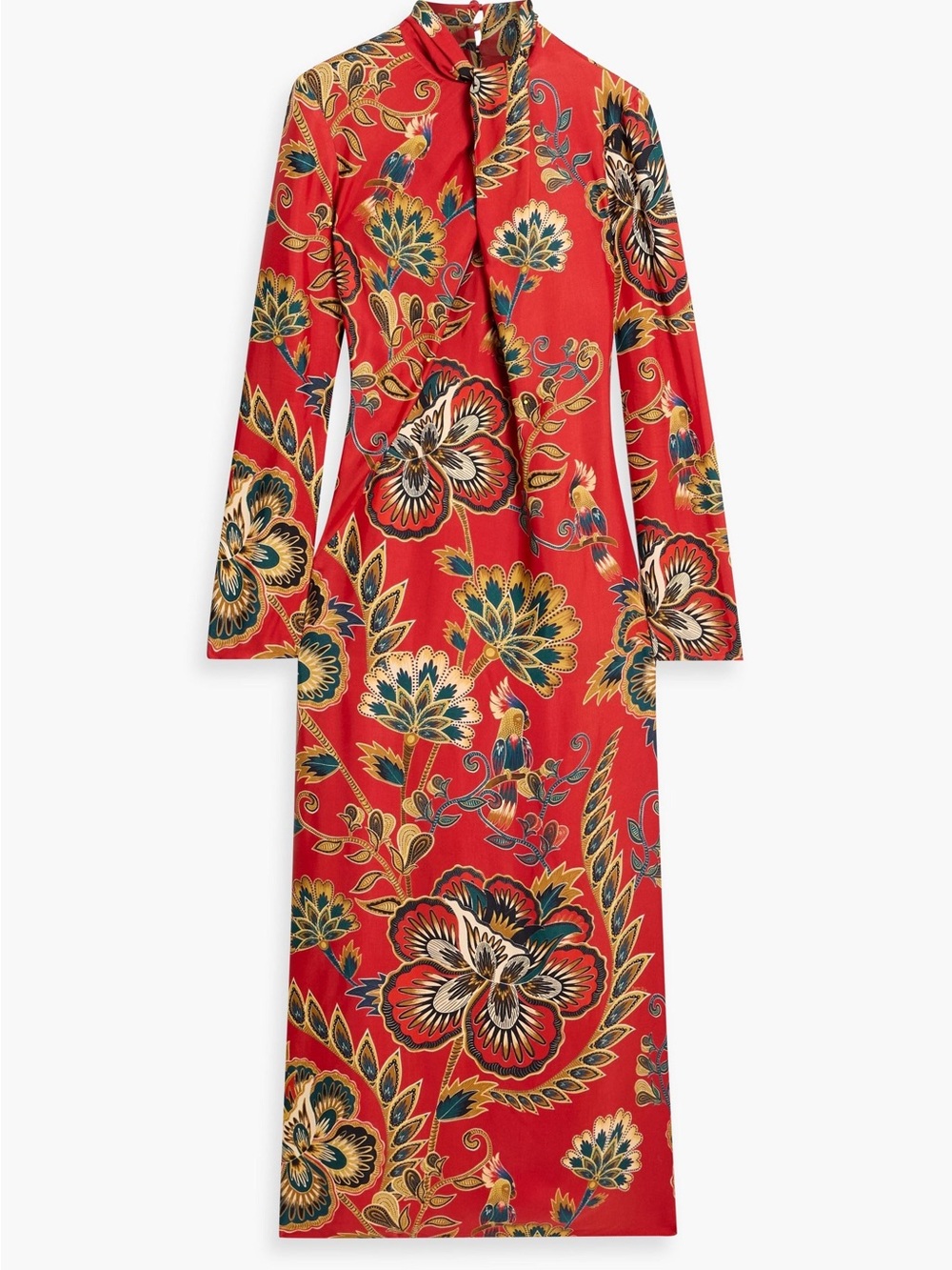 NWT FARM RIO Red Maxi Floral Cutout Midi Dress - Picture 4 of 16